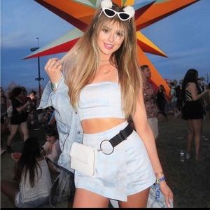 Blue plaid crop and skort set